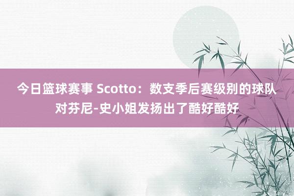 今日篮球赛事 Scotto：数支季后赛级别的球队对芬尼-史小姐发扬出了酷好酷好