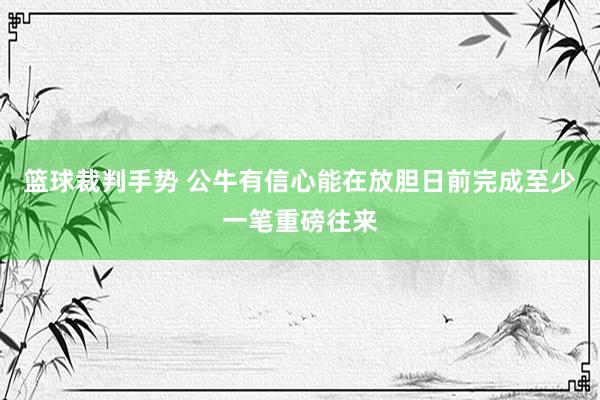 篮球裁判手势 公牛有信心能在放胆日前完成至少一笔重磅往来