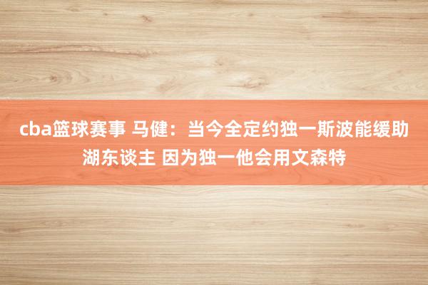 cba篮球赛事 马健：当今全定约独一斯波能缓助湖东谈主 因为独一他会用文森特