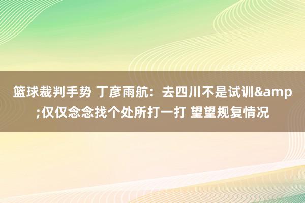 篮球裁判手势 丁彦雨航：去四川不是试训&仅仅念念找个处所打一打 望望规复情况