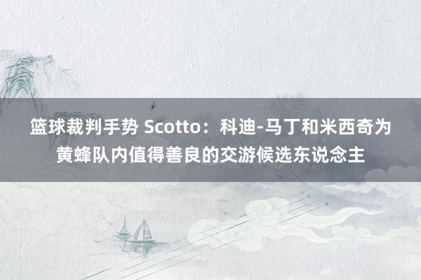 篮球裁判手势 Scotto：科迪-马丁和米西奇为黄蜂队内值得善良的交游候选东说念主