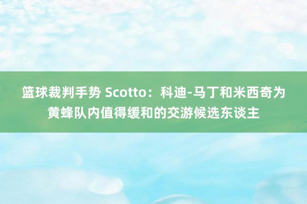 篮球裁判手势 Scotto：科迪-马丁和米西奇为黄蜂队内值得缓和的交游候选东谈主